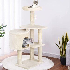 New 36in Cat Tree Tower with Scratching Posts & Condo for Indoor Cats – Beige